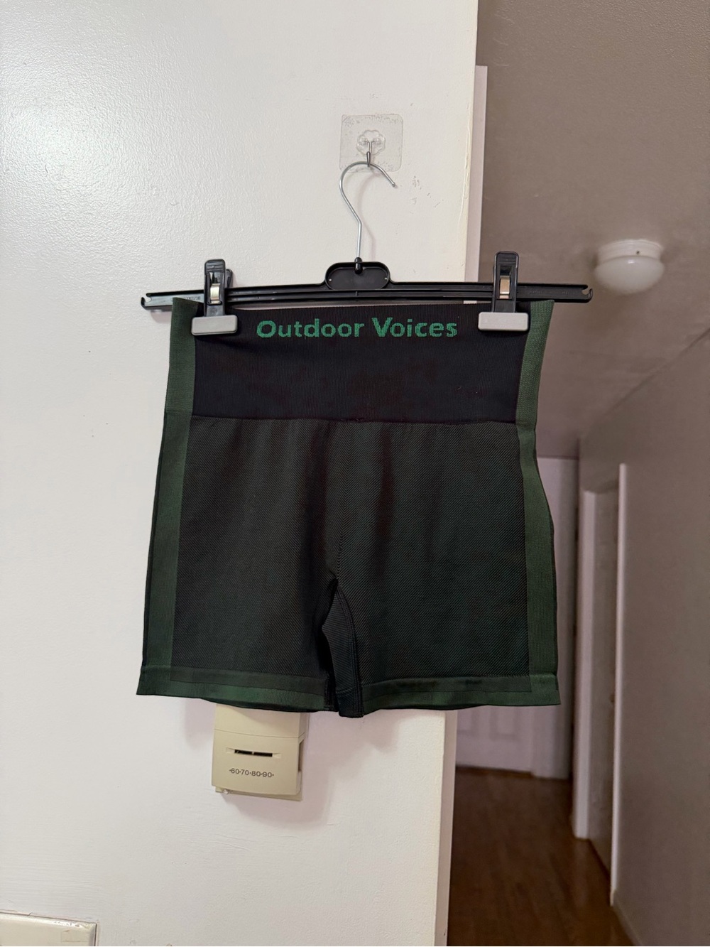 Zara Black and Dark Green High-Rise Bike Shorts